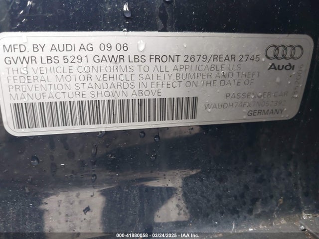 2007 AUDI A6 WAUDH74FX7N052392 Photo 8