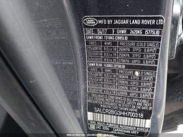 SALCR2BG3HH700318 Land Rover Discovery Sport Hse