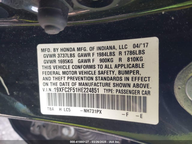 19XFC2F51HE224851 Honda Civic Lx