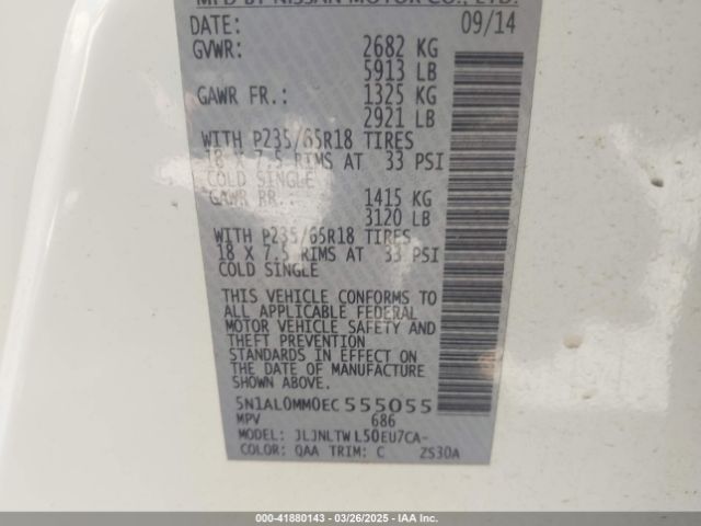 5N1AL0MM0EC555055 Infiniti QX60