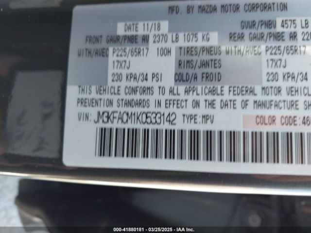 JM3KFACM1K0533142 Mazda Cx-5 Touring