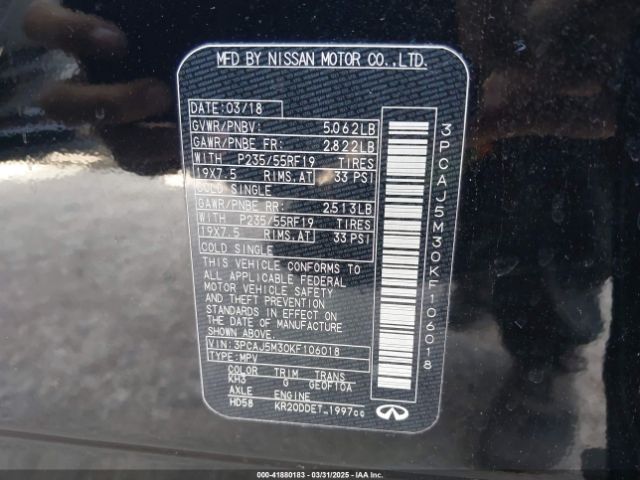 3PCAJ5M30KF106018 Infiniti Qx50 Essential