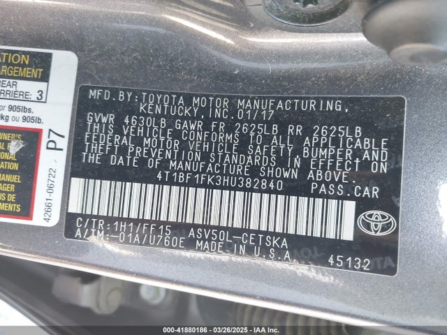 4T1BF1FK3HU382840 Toyota CAMRY SE