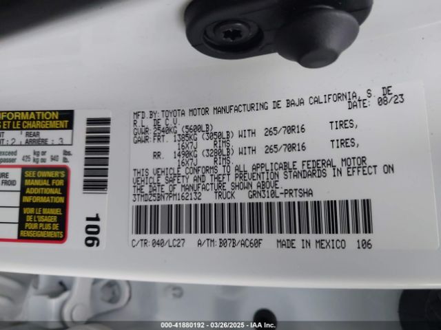 3TMDZ5BN7PM162132 Toyota Tacoma Trd Off Road