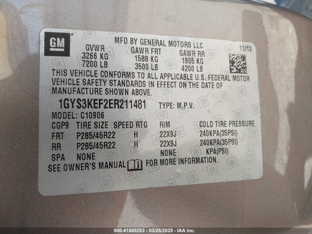 2014 CADILLAC ESCALADE ESV 1GYS3KEF2ER211481 Photo 8
