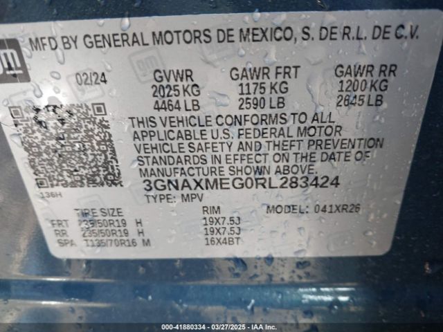 3GNAXMEG0RL283424 Chevrolet Equinox Fwd Rs