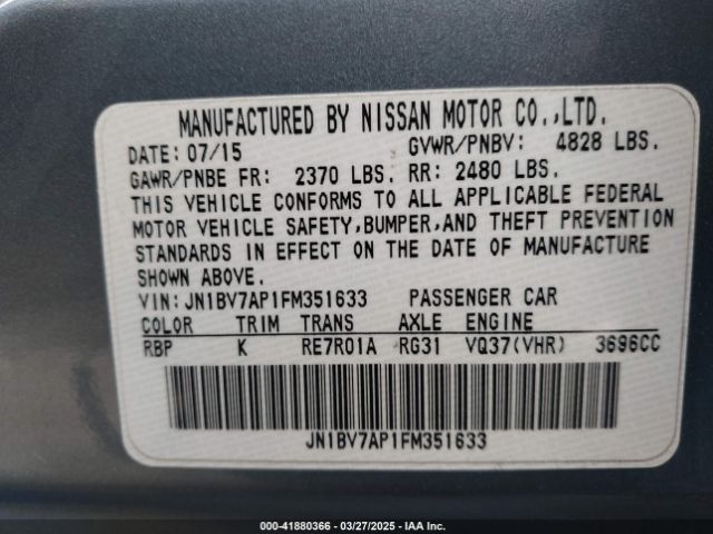 JN1BV7AP1FM351633 Infiniti Q50
