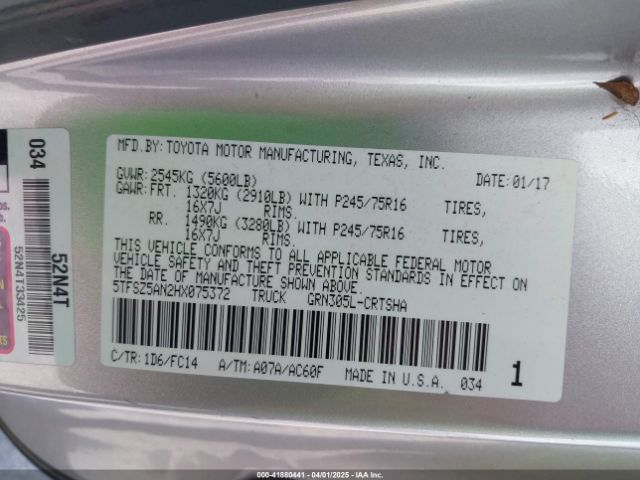 5TFSZ5AN2HX075372 Toyota Tacoma Sr5 V6