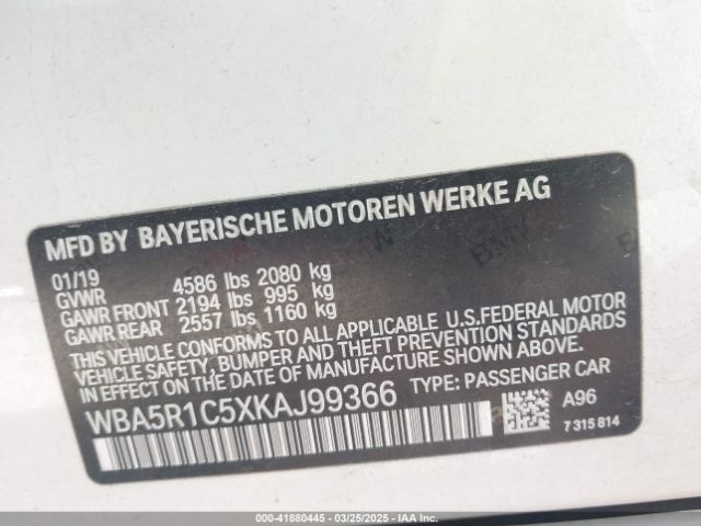 WBA5R1C5XKAJ99366 BMW 330I