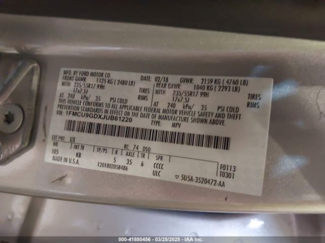 1FMCU9GDXJUB61220 Ford ESCAPE SE