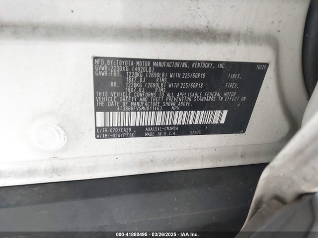 4T3B6RFV5MU011463 Toyota Rav4 Hybrid Xle Premium