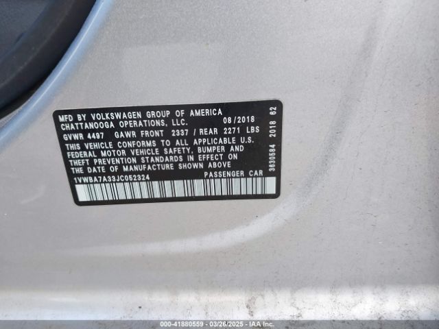 1VWBA7A33JC052324 Volkswagen Passat 2.0t Se