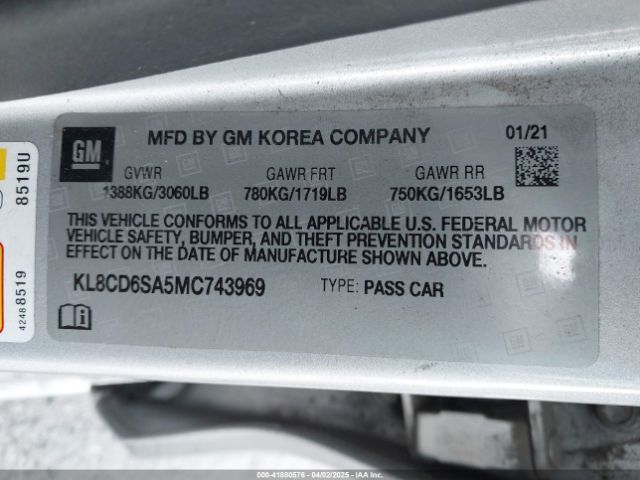 KL8CD6SA5MC743969 Chevrolet Spark Fwd 1lt Automatic
