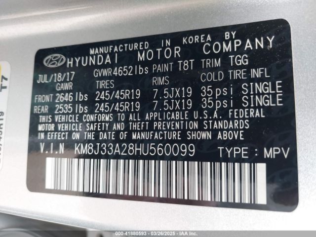 KM8J33A28HU560099 Hyundai Tucson Value