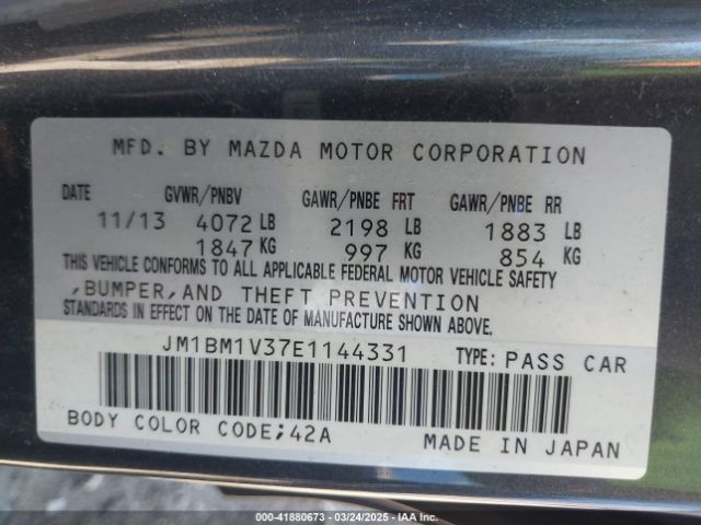 JM1BM1V37E1144331 Mazda Mazda3 S Touring