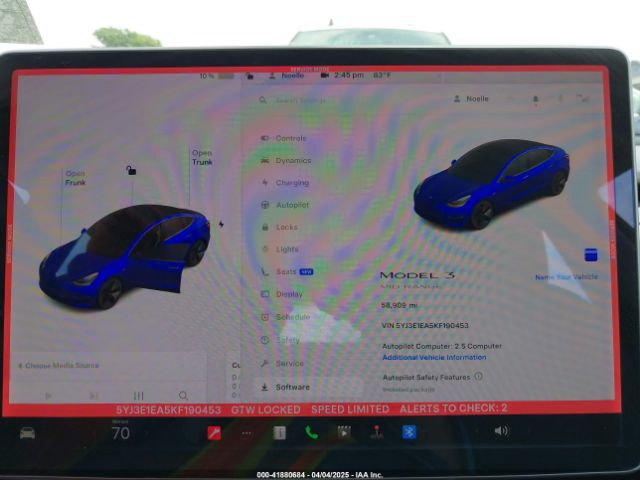 5YJ3E1EA5KF190453 Tesla Model 3 Long Range/mid Range/standard Range/standard Range Plus