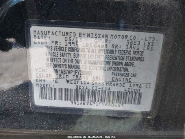 3N1AB7AP1FY280659 Nissan SENTRA S