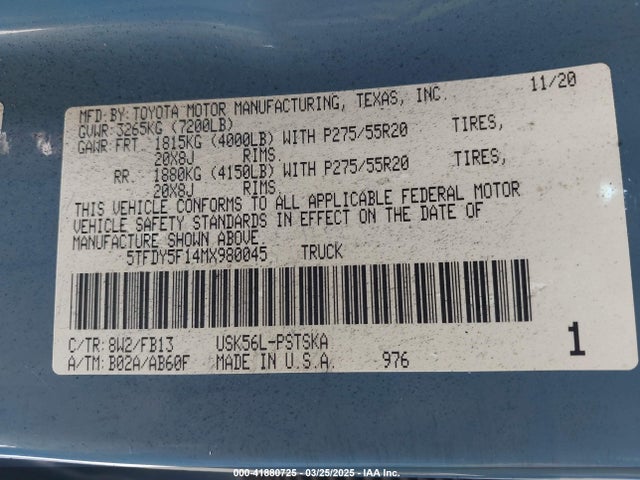 5TFDY5F14MX980045 Toyota Tundra Sr5