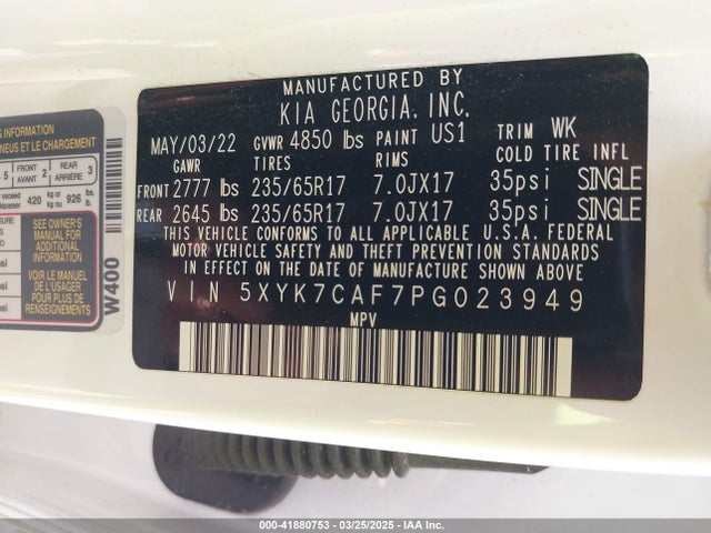 5XYK7CAF7PG023949 KIA Sportage X-pro