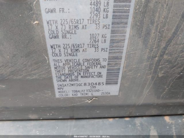 5N1AT2MT1GC830485 Nissan ROGUE S