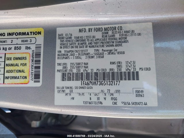 1FA6P0H73G5132177 Ford FUSION SE