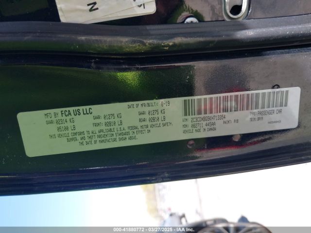 2C3CDXBG5KH713354 Dodge Charger Sxt Rwd