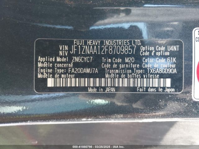 JF1ZNAA12F8709857 Scion FR-S