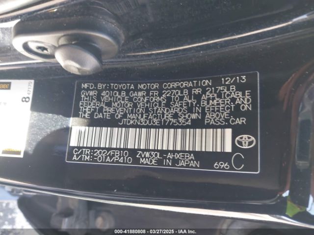 JTDKN3DU3E1775354 Toyota Prius Three
