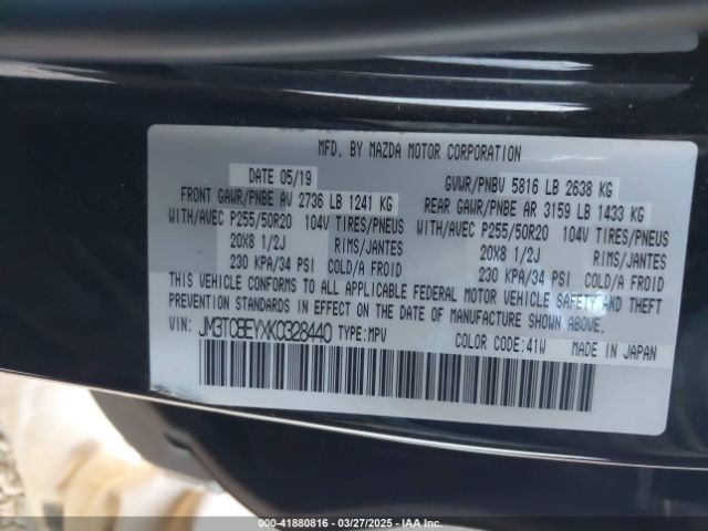 JM3TCBEYXK0328440 Mazda Cx-9 Signature