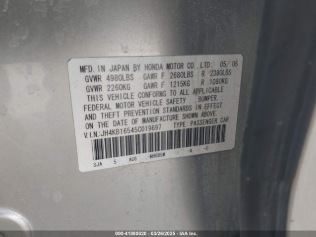 2005 ACURA RL JH4KB16545C019697 Photo 8