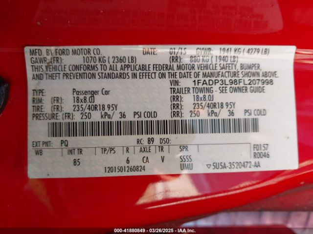 1FADP3L98FL207998 Ford FOCUS ST