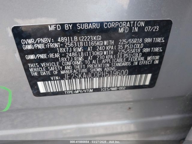 JF2SKAJC0PH519600 Subaru Forester Sport