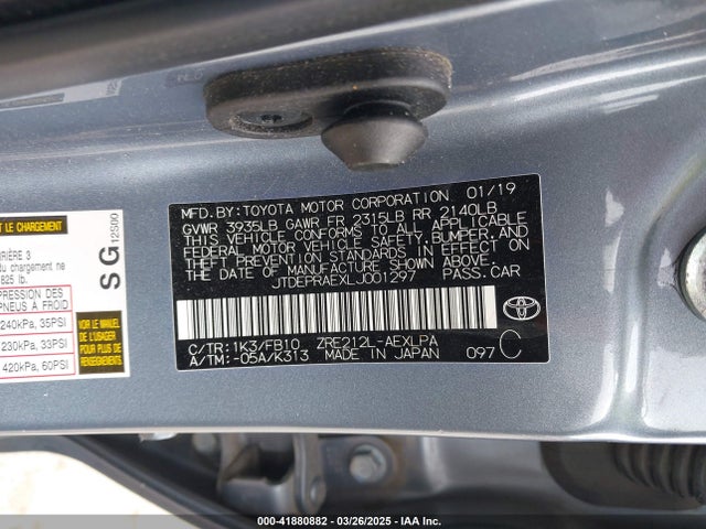 JTDEPRAEXLJ001297 Toyota COROLLA LE