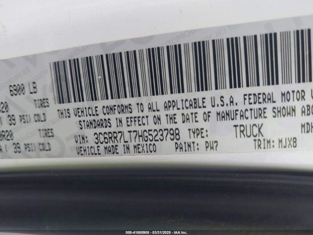 3C6RR7LT7HG523798 RAM 1500 Big Horn  4x4 5'7 Box