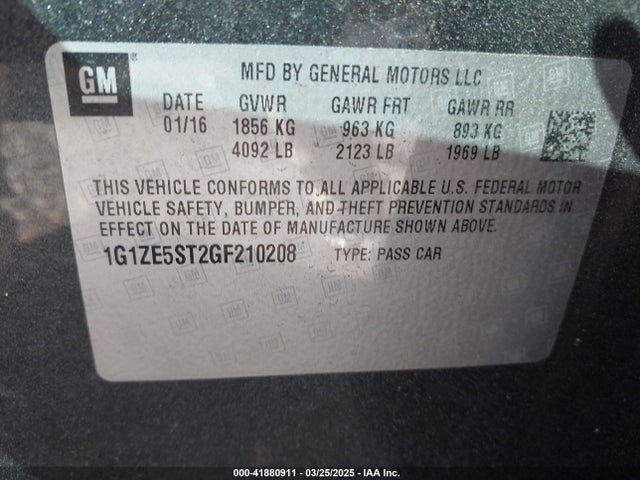 1G1ZE5ST2GF210208 Chevrolet MALIBU 1LT