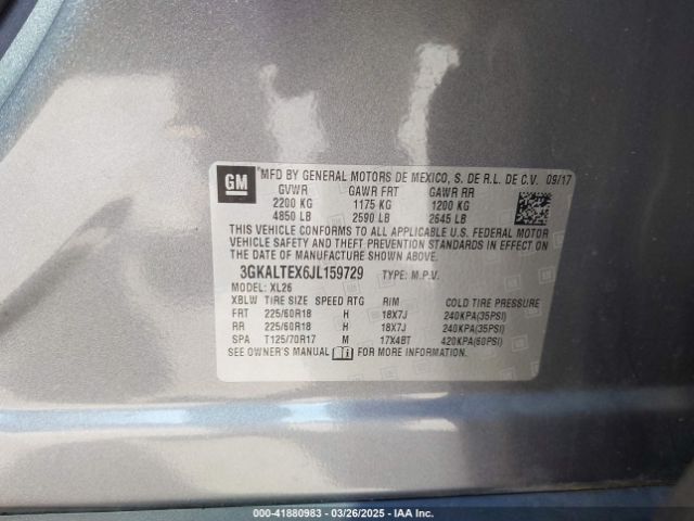 3GKALTEX6JL159729 GMC Terrain Sle