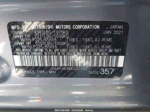 JA4APUAU6MU021145 Mitsubishi OUTLANDER SPORT