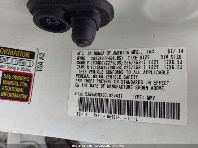 5J6RM3H50EL027437 Honda CR-V EX
