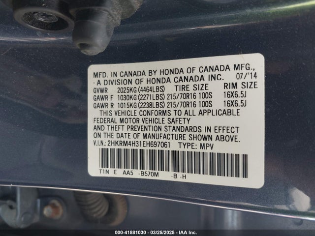 2HKRM4H31EH697061 Honda CR-V LX