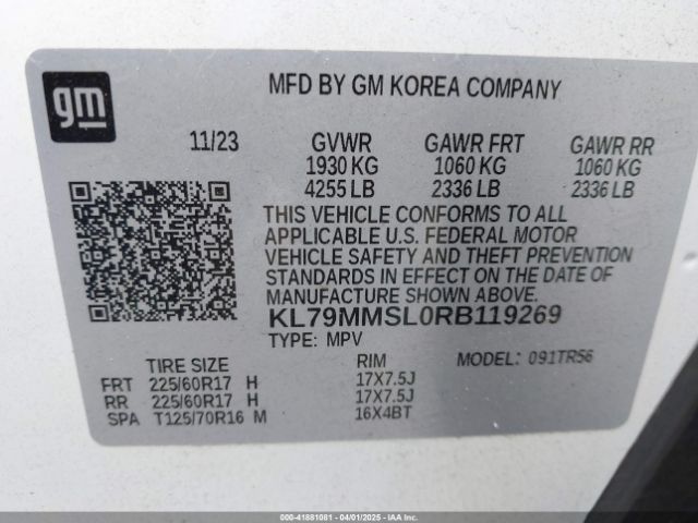 KL79MMSL0RB119269 Chevrolet Trailblazer Fwd Ls