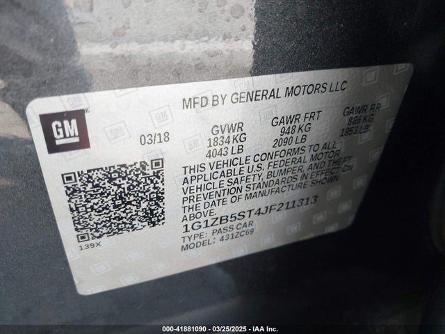 1G1ZB5ST4JF211313 Chevrolet Malibu 1ls