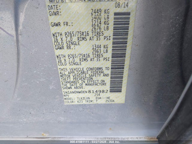 5N1AN0NW0EN814982 Nissan Xterra Pro-4x