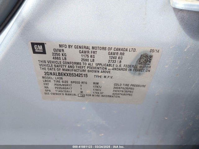 2GNALBEKXE6342515 Chevrolet EQUINOX 1LT