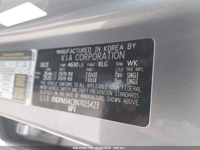 KNDPM3AC8N7015423 KIA Sportage Lx