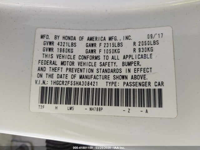 1HGCR2F55HA308421 Honda Accord Sport