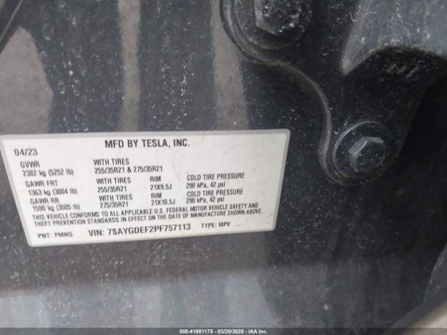 7SAYGDEF2PF757113 Tesla Model Y Performance Dual Motor All-wheel Drive