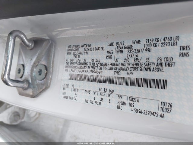 1FMCU9GX7FUB54694 Ford ESCAPE SE