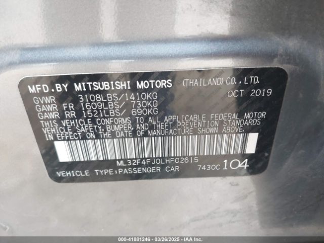ML32F4FJ0LHF02615 Mitsubishi Mirage G4 Le