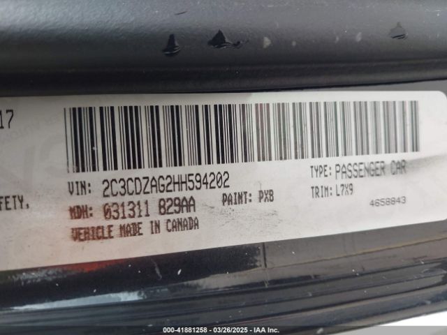 2C3CDZAG2HH594202 Dodge Challenger Sxt