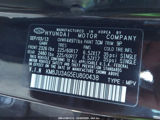 KM8JU3AG5EU800438 Hyundai TUCSON SE